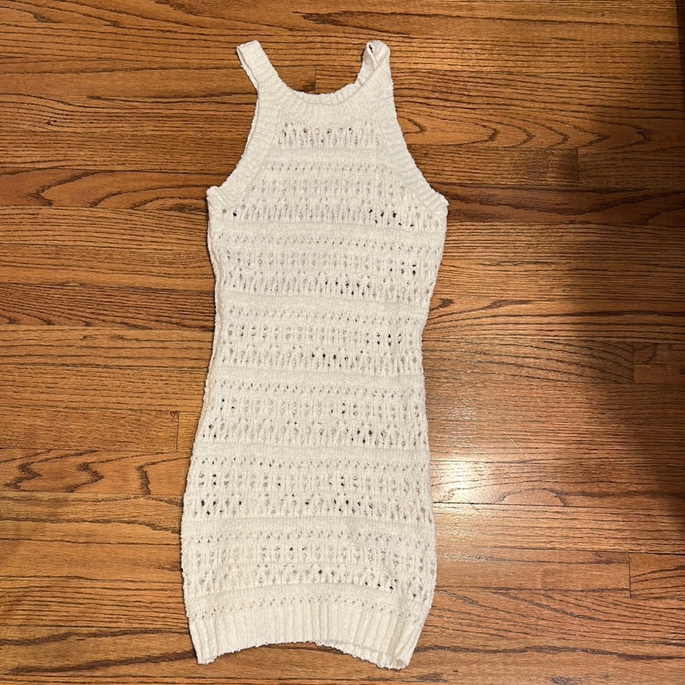 Cream Knit Sleeveless Dress